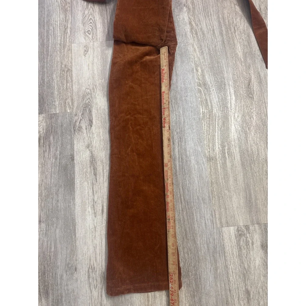 Nasty Gal Broken Re-Cord Jumpsuit Brown Corduroy Flare Zip Front Belted Size 2 - Picture 9 of 10
